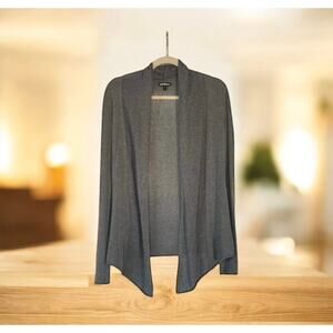Express Open Front Cardigan Gray Mesh Small